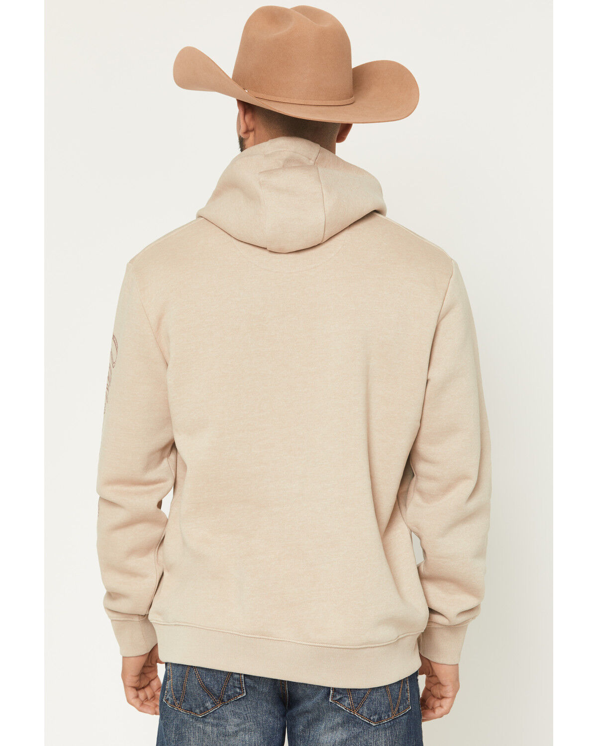 Image #4 - Wrangler Men's Logo Graphic Hooded Sweatshirt, Tan, hi-res