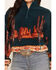 Image #3 - Panhandle Women's Desert Print 1/4 Zip Sherpa Pullover, Teal, hi-res