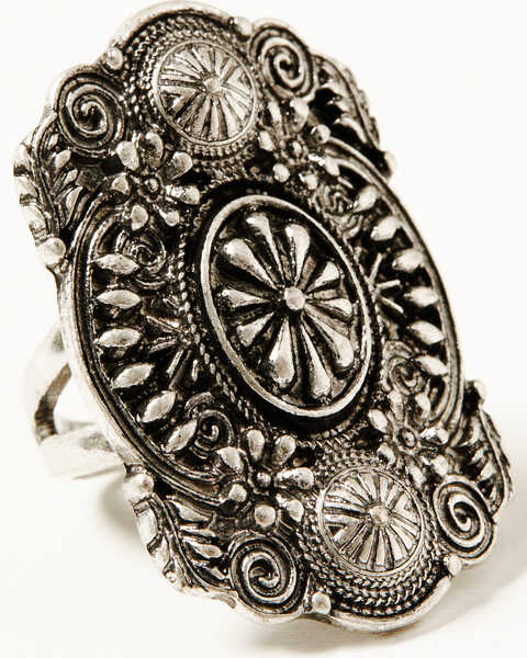 Image #2 - Shyanne Women's Luna Bella Floral Statement Ring, Silver, hi-res