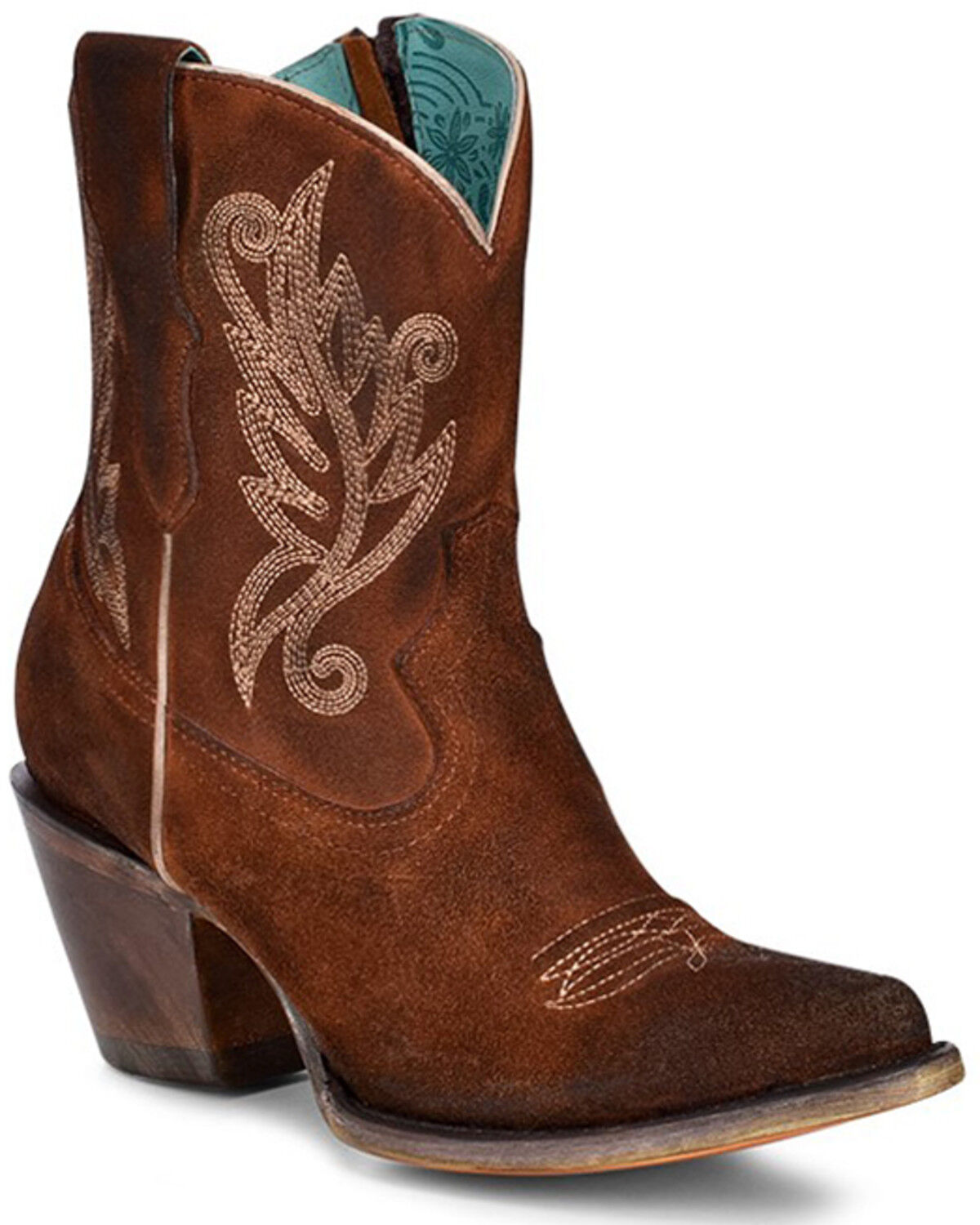Image #1 - Corral Women's Embroidered Western Fashion Booties - Round Toe, Cognac, hi-res