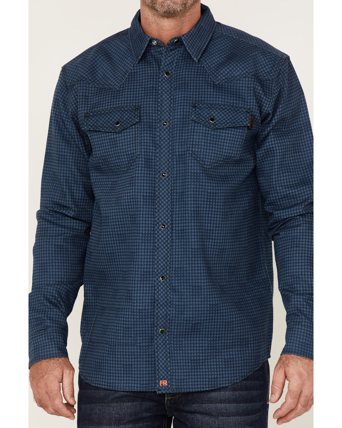 Image #3 - Cody James Men's FR Houndstooth Check Long Sleeve Snap Work Shirt, Medium Blue, hi-res