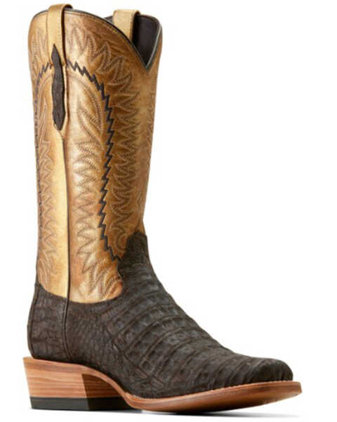 Image #1 - Ariat Men's Futurity Finalist Exotic Caiman Western Boots - Square Toe , Chocolate, hi-res