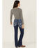 Image #1 - Shyanne Women's Mid Rise Dark Wash Bootcut Paisley Faux Flap Stretch Denim Jeans, Dark Wash, hi-res