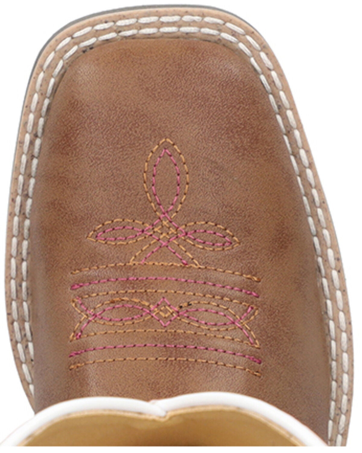 Image #6 - Smoky Mountain Little Girls' El Paso Western Boots - Broad Square Toe, Brown/pink, hi-res