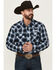 Image #1 - Wrangler Men's Embroidered Plaid Print Long Sleeve Snap Western Shirt, Black, hi-res