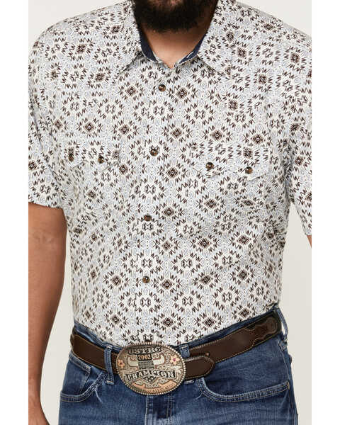 Image #3 - Cody James Men's High Plains Southwestern Print Short Sleeve Snap Western Shirt , Light Blue, hi-res