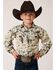 Image #1 - Roper Boys' Vintage Printed Long Sleeve Snap Western Shirt, Brown, hi-res