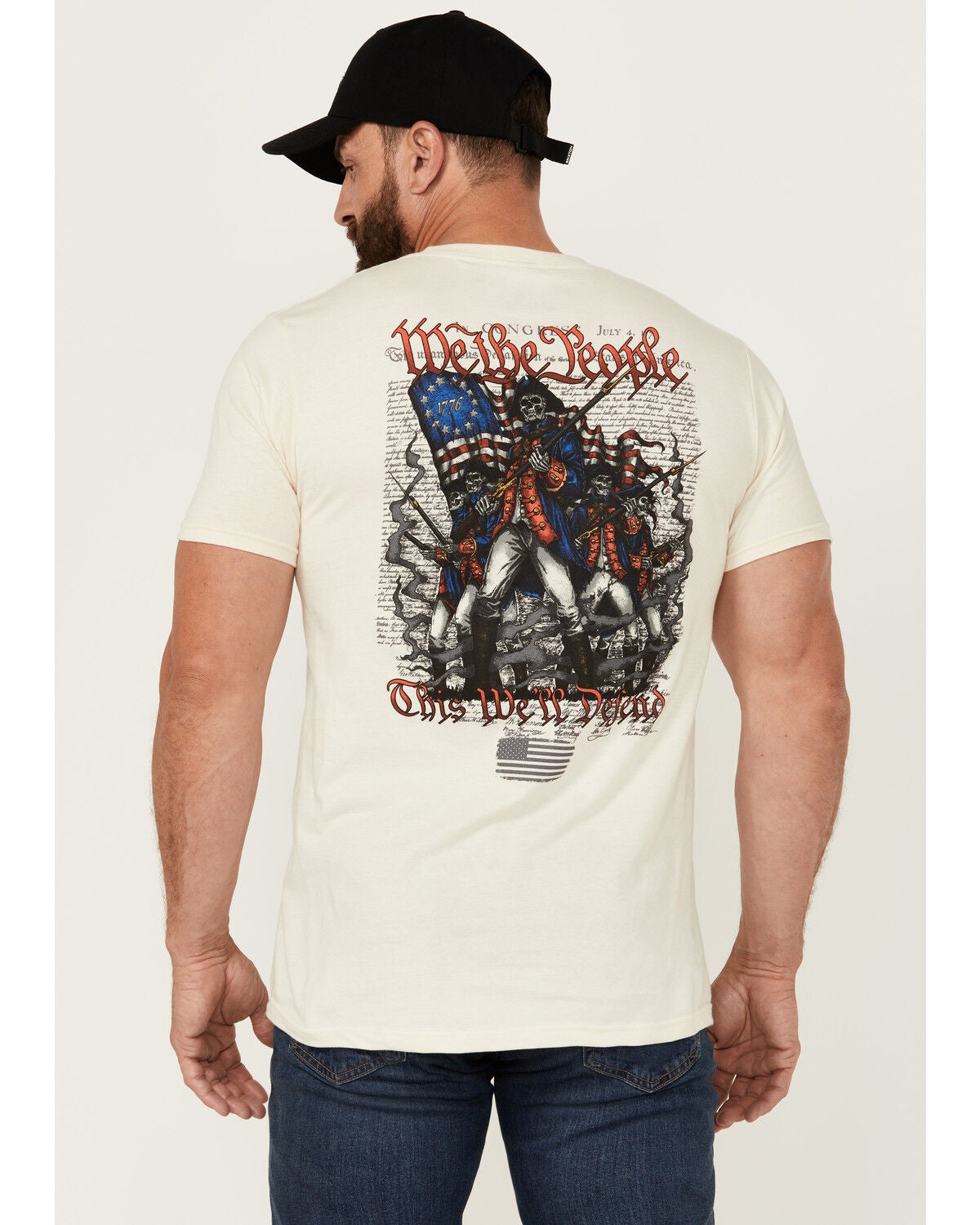 Howitzer Men's Patriot Short Sleeve Graphic T-Shirt, Cream, hi-res