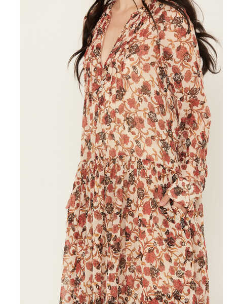Free People Women's See It Through Floral Long Sleeve Maxi Dress, Multi, hi-res