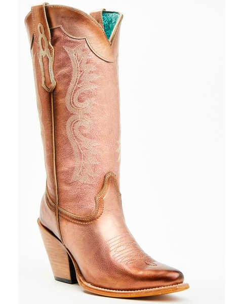 Corral Women's Metallic Tall Western Boots - Pointed Toe , Rose Gold, hi-res