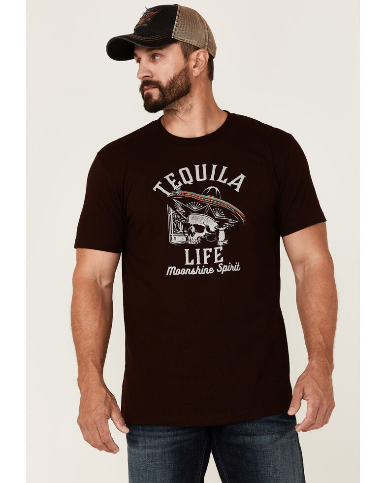 Moonshine Spirit Men's Burgundy Tequila Life Graphic Short Sleeve T-Shirt , Burgundy, hi-res