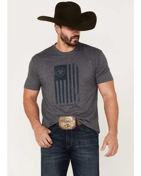 Ariat Men's Faded Flag Graphic T-Shirt, Navy, hi-res