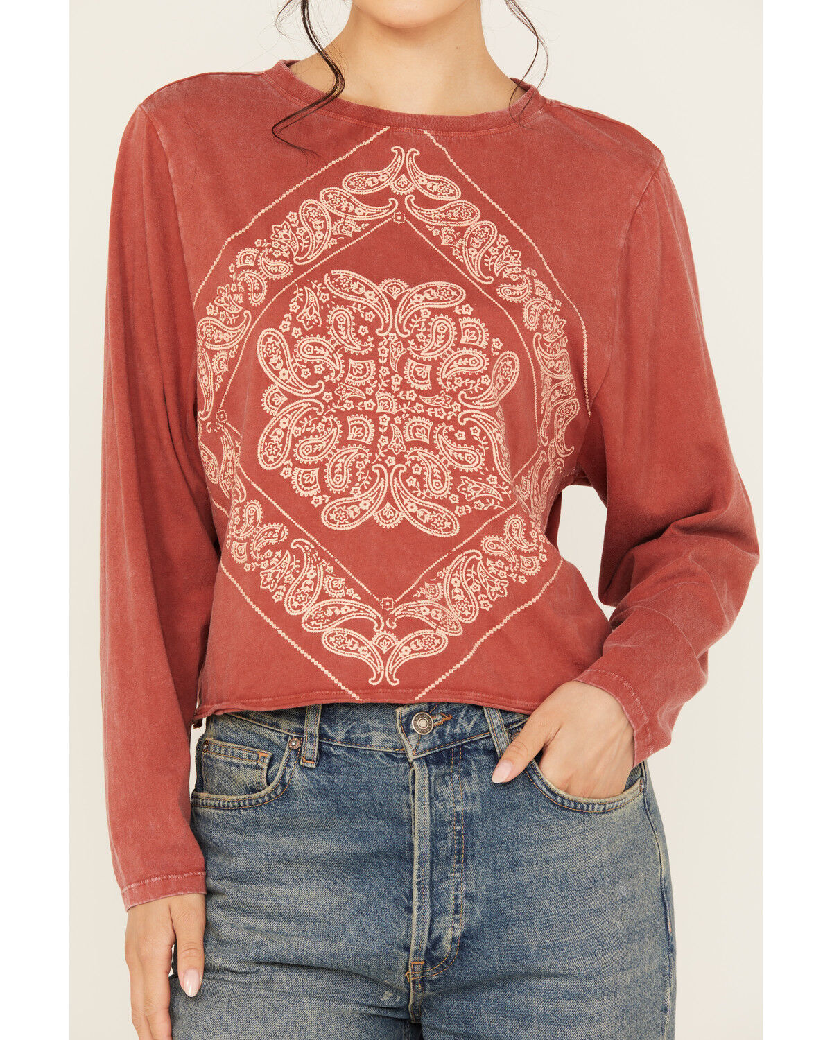 Image #3 - Rock & Roll Denim Women's Bandana Print Long Sleeve Top, , hi-res