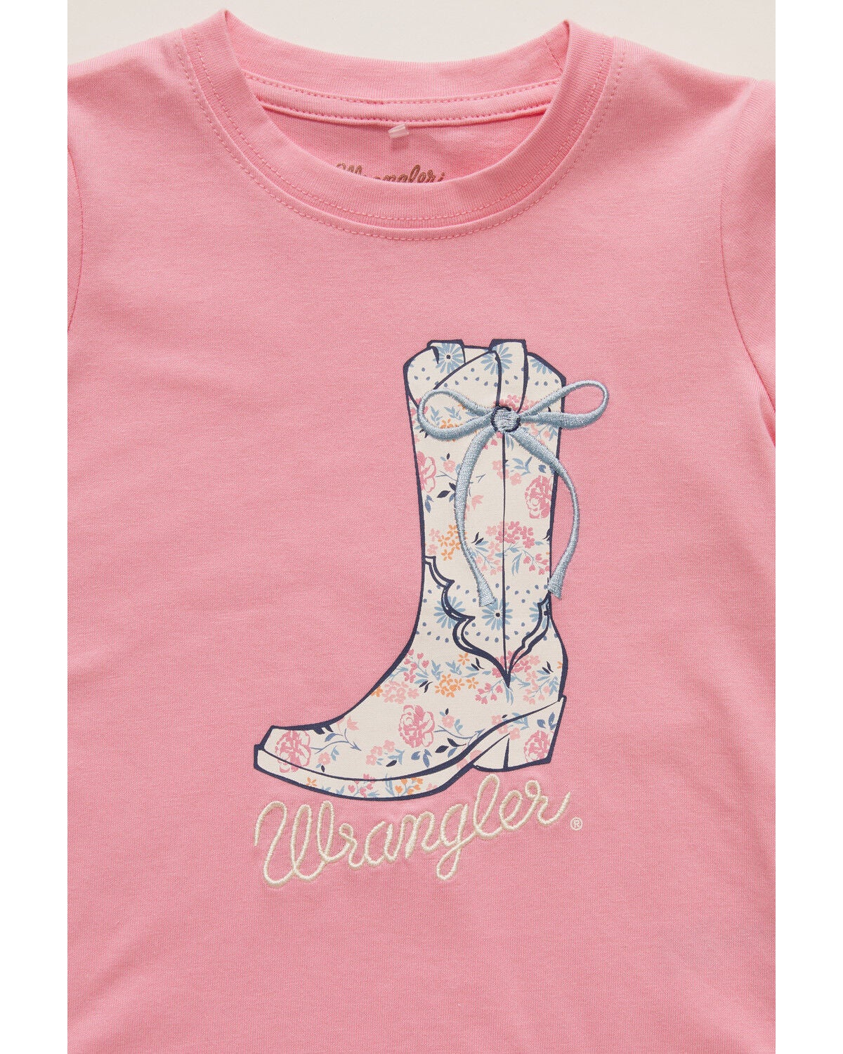 Image #2 - Wrangler Toddler Girls' Bow Cowgirl Boot Short Sleeve Graphic Tee, Pink, hi-res