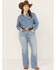 Ariat Women's R.E.A.L. Light Wash Mid Rise Regina Flare Jeans - Plus, Blue, hi-res