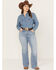 Ariat Women's R.E.A.L. Light Wash Mid Rise Regina Flare Jeans - Plus, Blue, hi-res