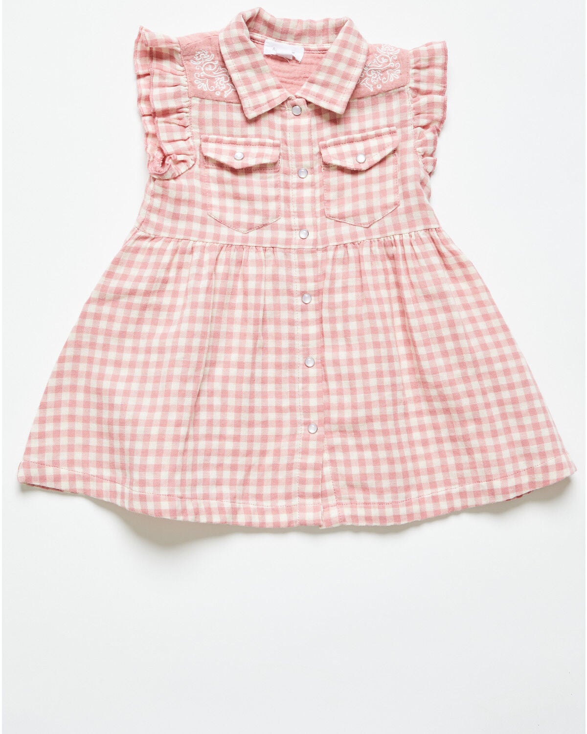 Angel Dear Infant Girls' Plaid Print Sleeveless Snap Western Dress, Pink, hi-res