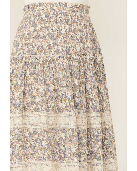 Pinch Women's Multicolored Floral Lace Trim Midi Skirt, Multi, hi-res