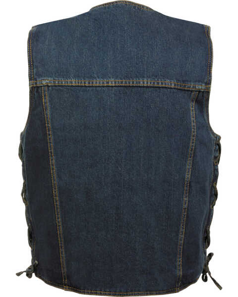 Image #2 - Milwaukee Leather Men's Side Lace Denim Vest with Chest Pockets - Big - 4X, Blue, hi-res