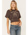 Image #2 - Cleo + Wolf Women's Wild At Heart Smocked Graphic Tee, Chocolate, hi-res