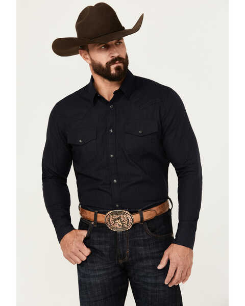 Gibson Trading Co Men's Southside Long Sleeve Snap Western Shirt, Navy, hi-res