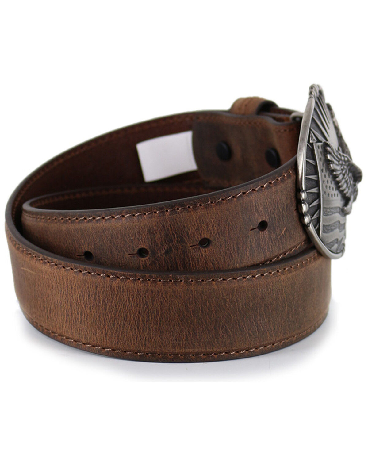 Image #2 - Cody James Men's Patriotic Eagle Leather Belt, Brown, hi-res