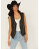 Image #1 - Mauritius Leather Women's Button-Down Leather Vest, Black, hi-res