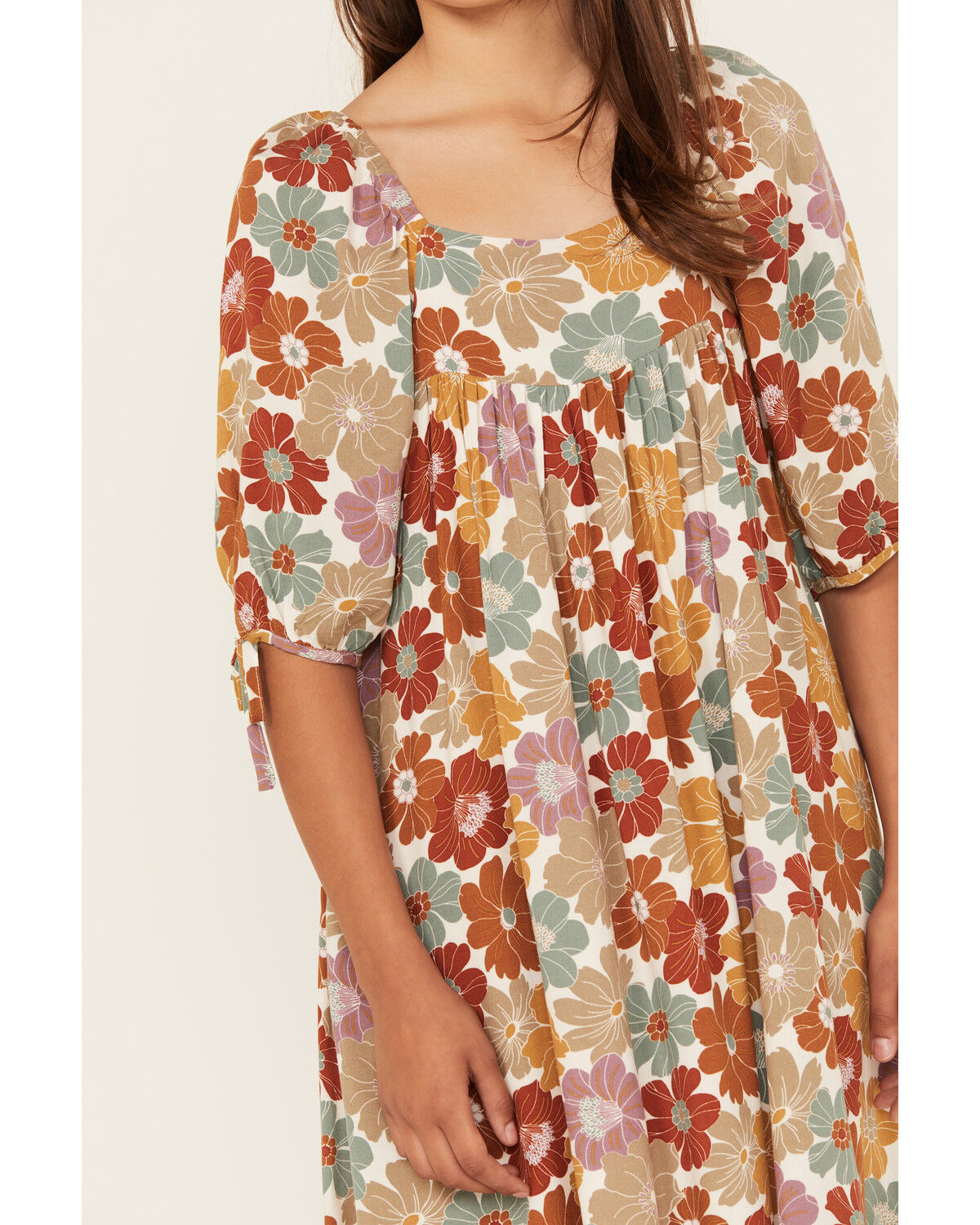 Image #3 - Hayden LA Girls' Floral Midi Dress, Mustard, hi-res