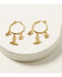 Image #1 - Shyanne Women's 14K Gold Western Charm Dangle Hoop Earrings, Gold, hi-res