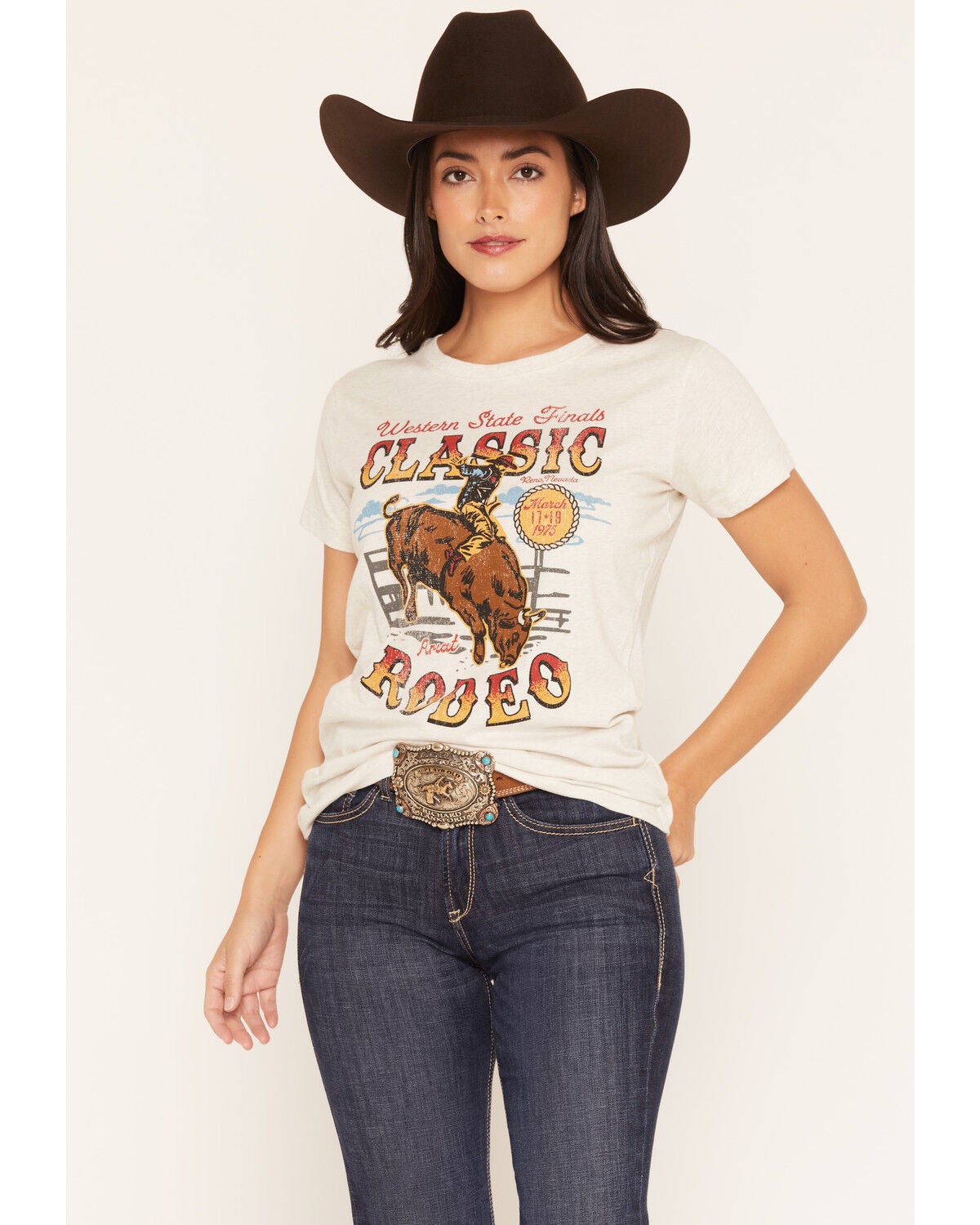 Image #1 - Ariat Women's Classic Rodeo Short Sleeve Graphic Tee, Natural, hi-res