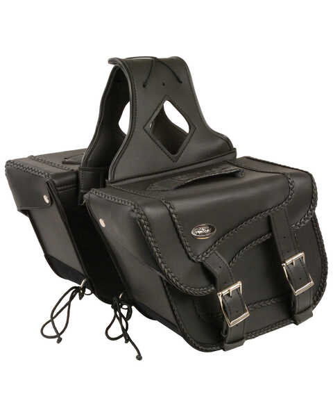 Image #3 - Milwaukee Leather Medium Braided Zip-Off Throw Over Saddle Bag, Black, hi-res