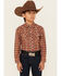 Image #1 - Roper Boys' Plaid Print Long Sleeve Snap Western Shirt, Red, hi-res