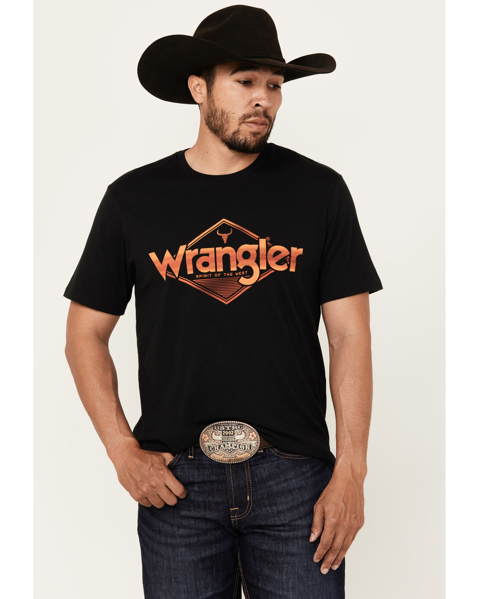 Wrangler Men s Boot Barn Exclusive Diamond Logo Print Short Sleeve Graphic T Shirt Sheplers