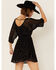 Image #3 - Shyanne Women's Smocked Southwestern Floral Embroidered Mini Dress, Black, hi-res