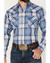 Image #3 - Ely Walker Men's Plaid Print Short Sleeve Pearl Snap Western Shirt, Navy, hi-res