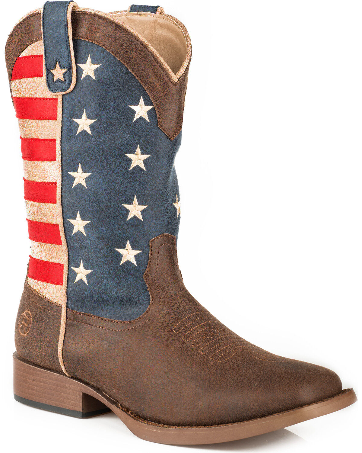 Image #1 - Roper Boys' American Patriot Boots - Square Toe, Brown, hi-res