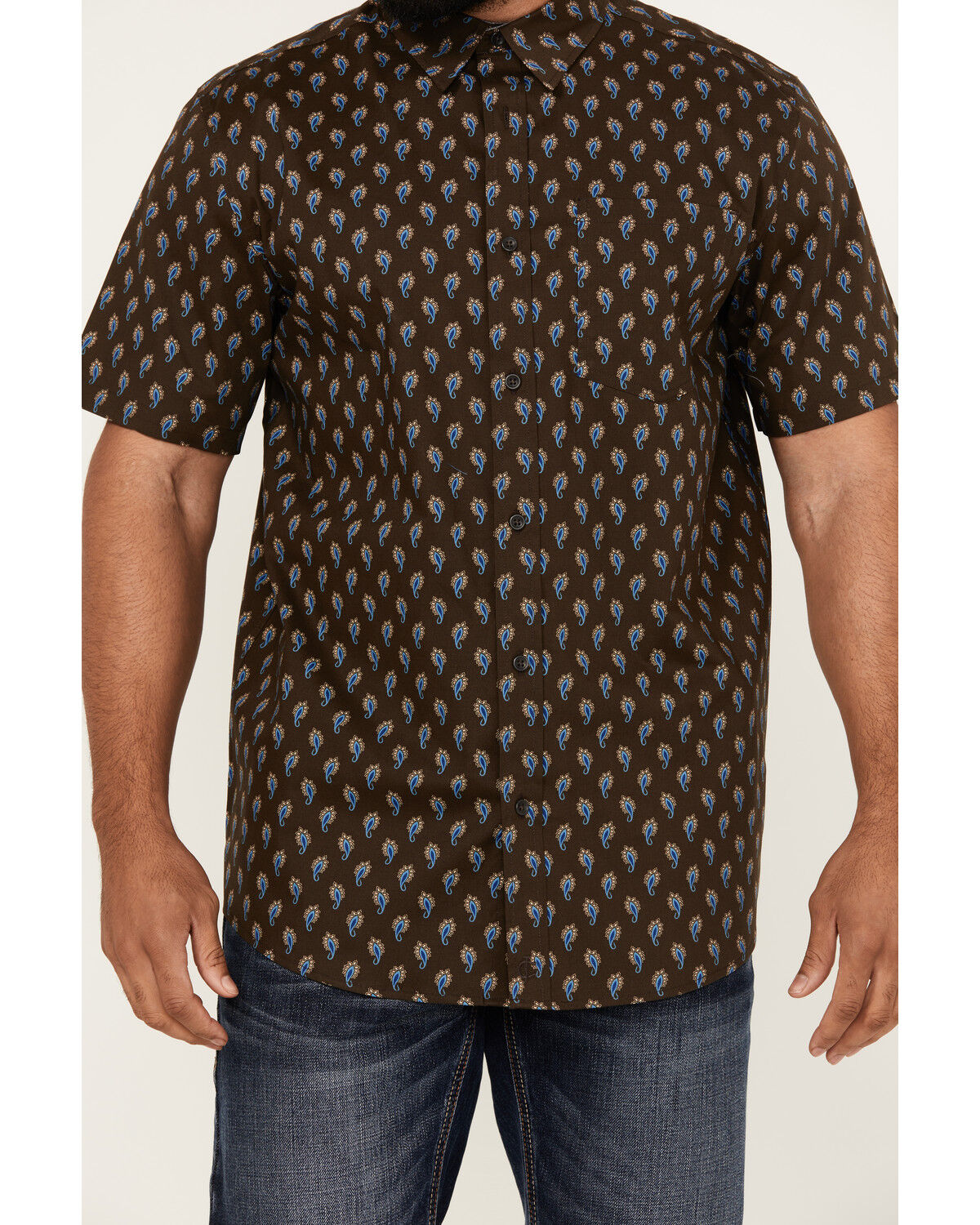 Image #3 - Cody James Men's Lampshade Paisley Print Short Sleeve Button-Down Stretch Western Shirt, Brown, hi-res