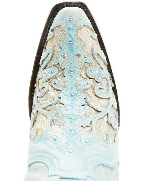Image #6 - Corral Women's Boot Barn Exclusive Glitter Inlay Western Boots - Snip Toe, Light Blue, hi-res