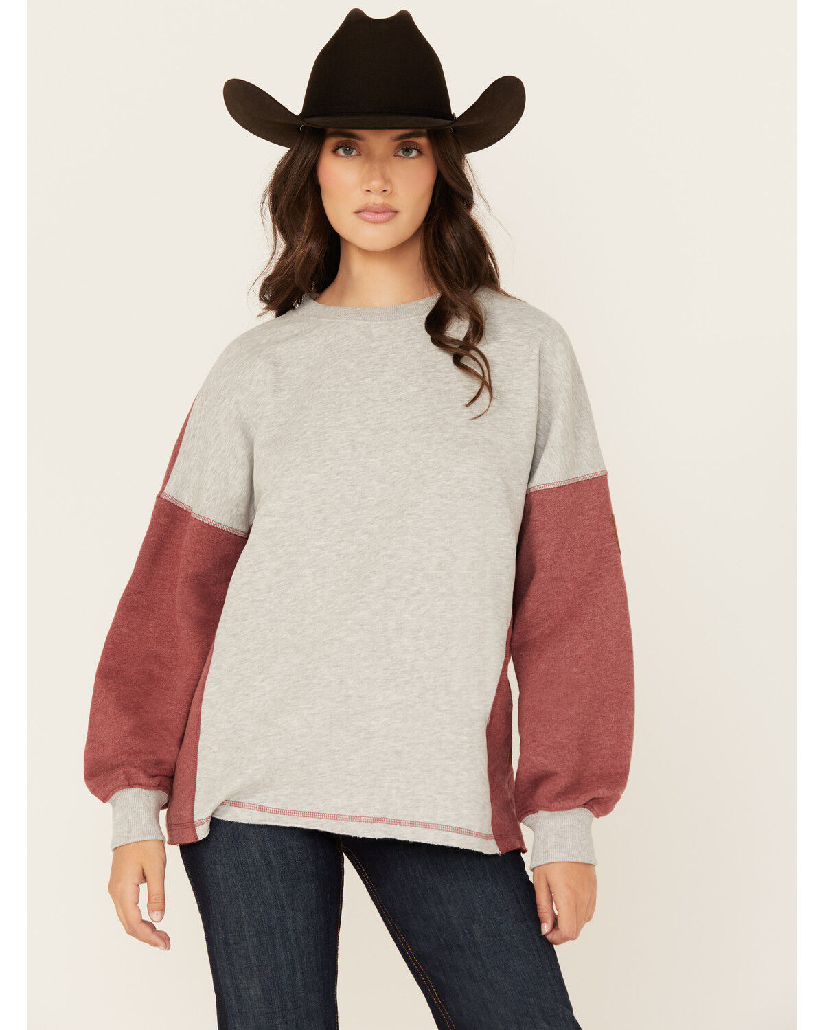 Image #1 - Wanakome Women's Honor Color Block Long Sleeve Shirt, Grey, hi-res