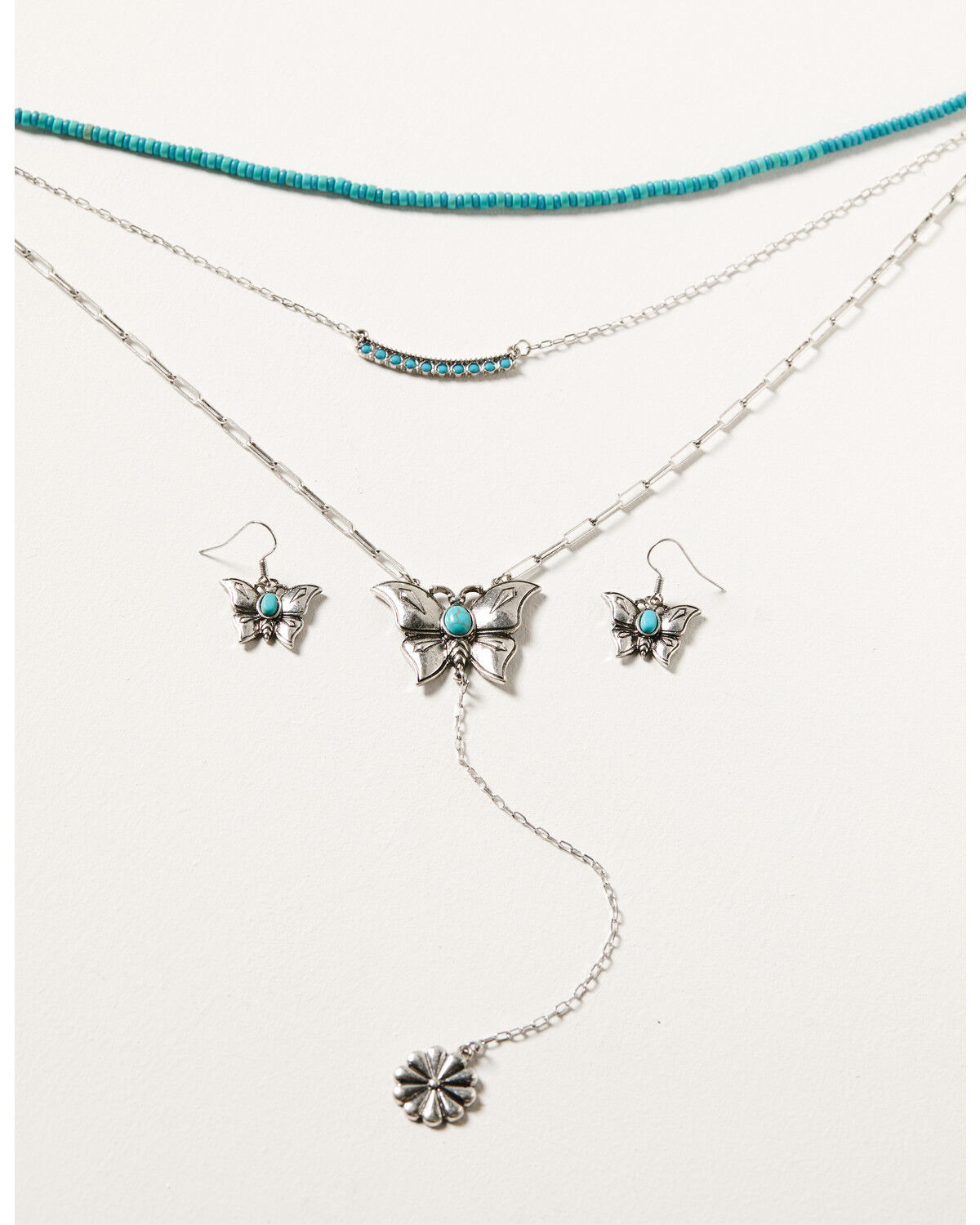 Image #1 - Shyanne Women's Wildflower Bloom Butterfly Concho Jewelry Set - 2 Piece, Silver, hi-res