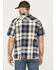 Image #4 - Hawx Men's Hedgerow Plaid Print Short Sleeve Snap Work Shirt, Navy, hi-res