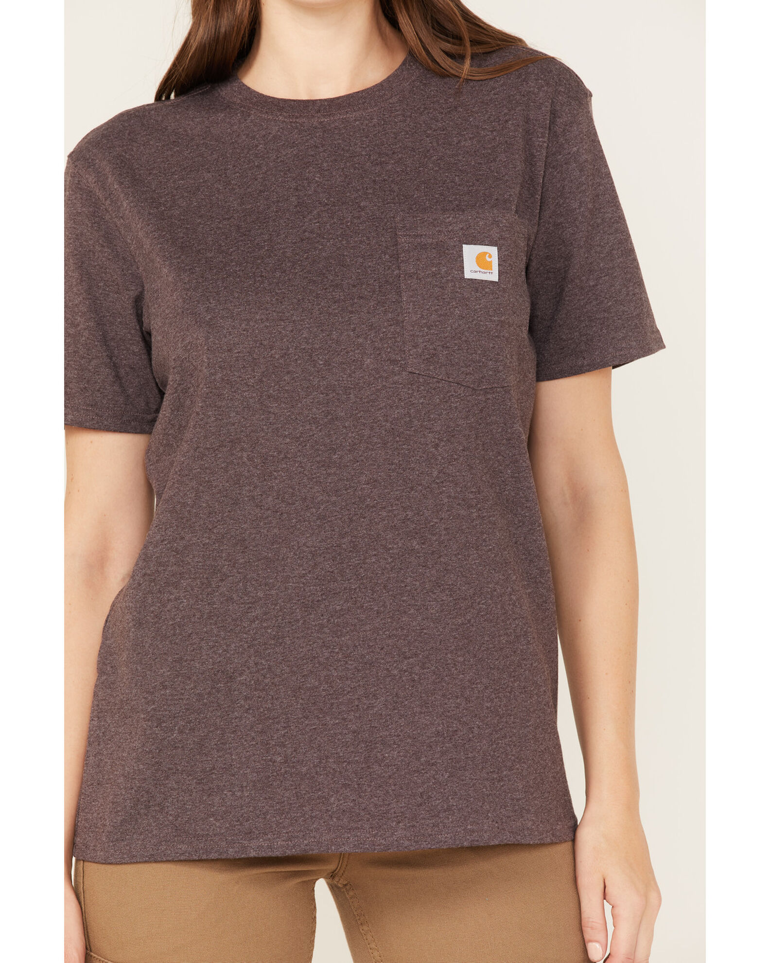 Image #3 - Carhartt Women's Heavyweight Pocket Short Sleeve Work Tee, Purple, hi-res