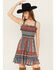 Angie Women's Multi Border Print Tier Dress, Multi, hi-res