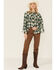 Image #4 - Entro Women's Green Plaid Fringe Yoke Shacket, Green, hi-res