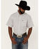 Panhandle Men's Performance Geo Print Short Sleeve Button Down Western Shirt, Black, hi-res
