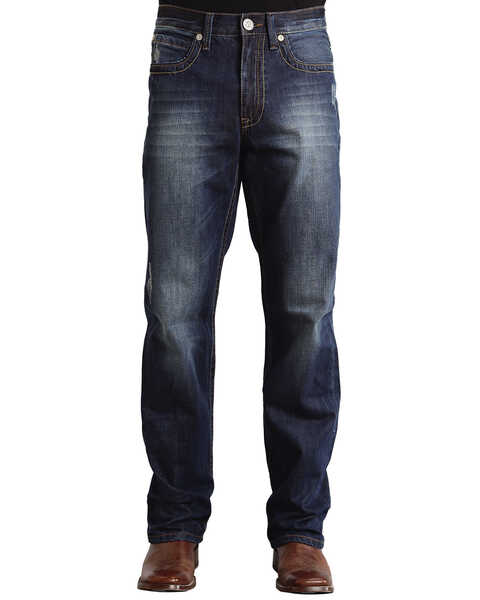Stetson Modern Fit "V" Stitched Jeans - Big & Tall, Dark Stone, hi-res