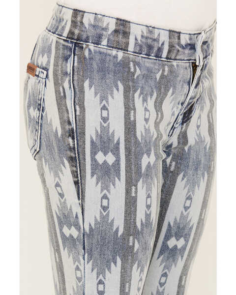Image #2 - Rock & Roll Denim Girls' Southwestern Stripe Print Flare Jeans, Light Wash, hi-res
