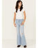 Image #1 - Shyanne Girls' Destructed Knee Flare Jeans, Light Wash, hi-res