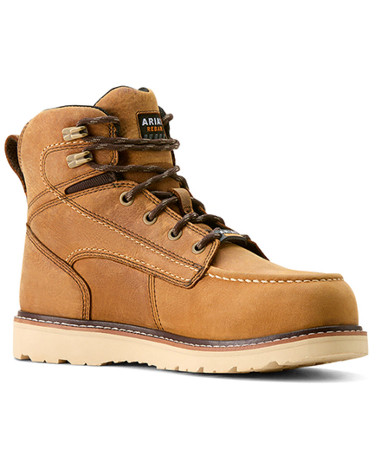 Image #1 - Ariat Women's 6" Rebar Wedge Waterproof Moc Work Boots - Composite Toe, Brown, hi-res