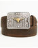Image #1 - Cody James Men's Filigree Longhorn Leather Belt, Brown, hi-res